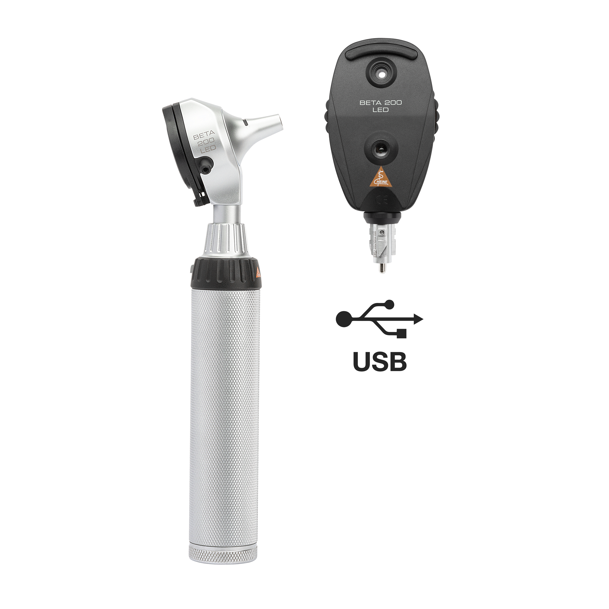 HEINE BETA 200 LED Ophthalmoscope, BETA 200 LED F.O. Otoscope BETA4 USB handle and USB sign